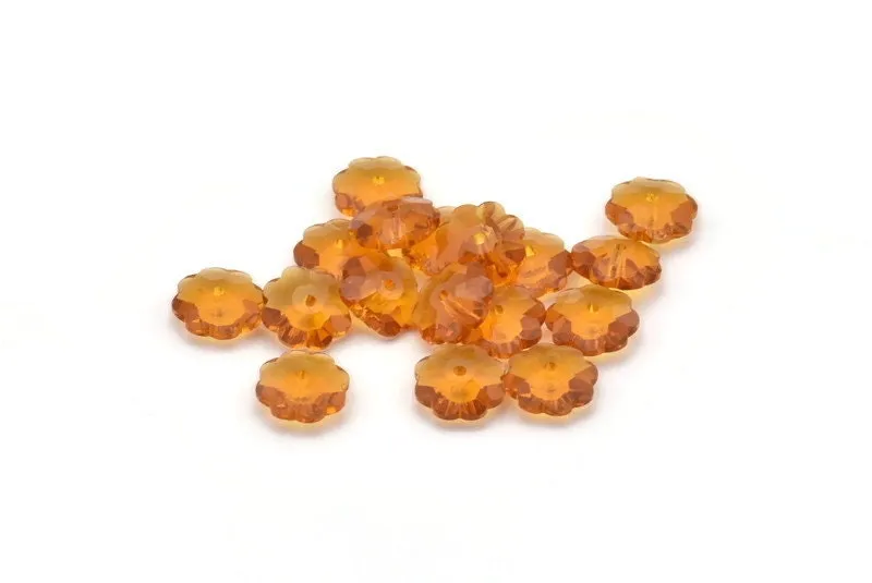 12 Vintage Ab Swarovski Crystal Rondelle Orange Flower Beads (8mm) CF13