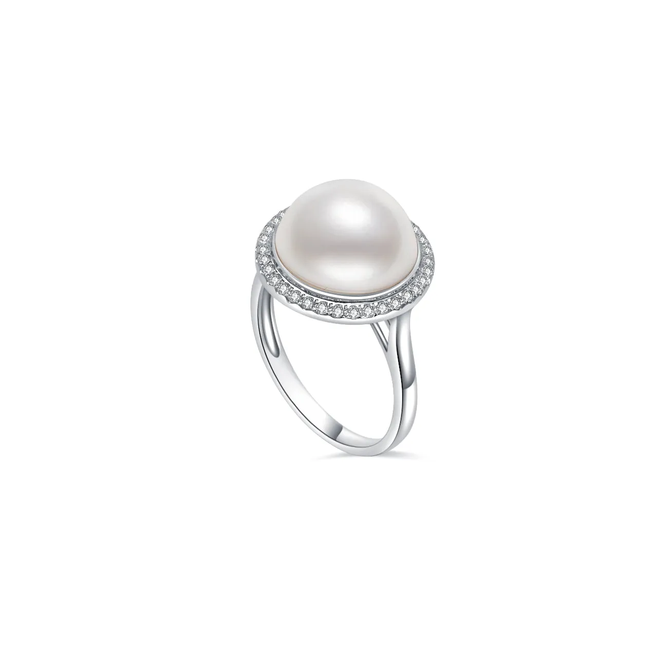 18K Diamond Edison Mabe Pearl Ring KR00066