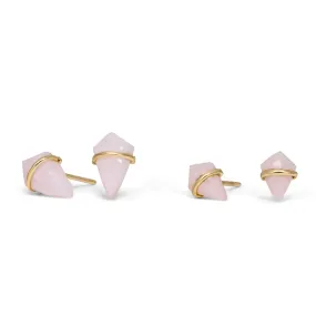 18K Kite Stud Earrings in Pink Opal