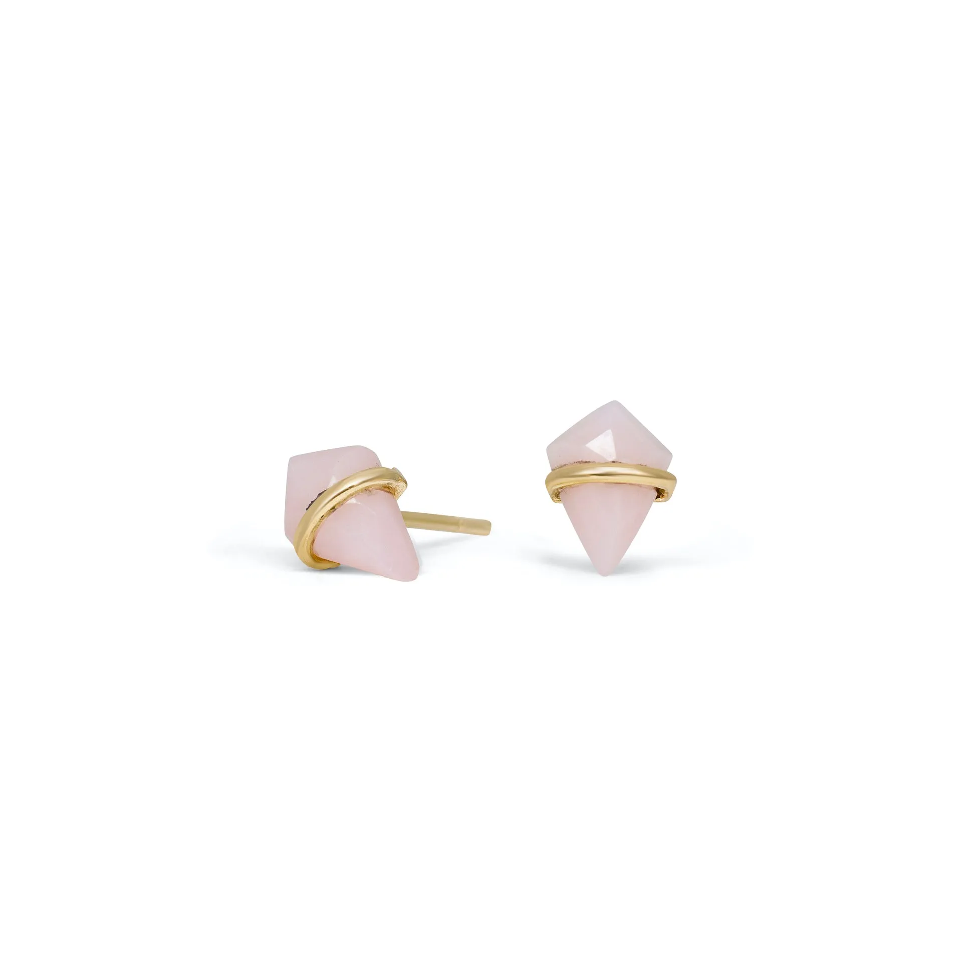 18K Kite Stud Earrings in Pink Opal