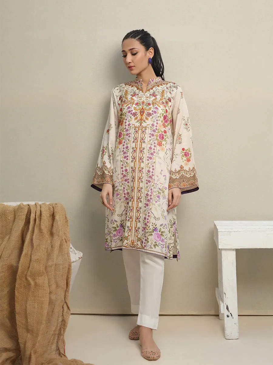 1pc Stitched Basic Printed Khaddar Shirt