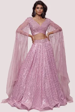 30Z338-RO Lilac Embroidered Net and Organza Lehenga