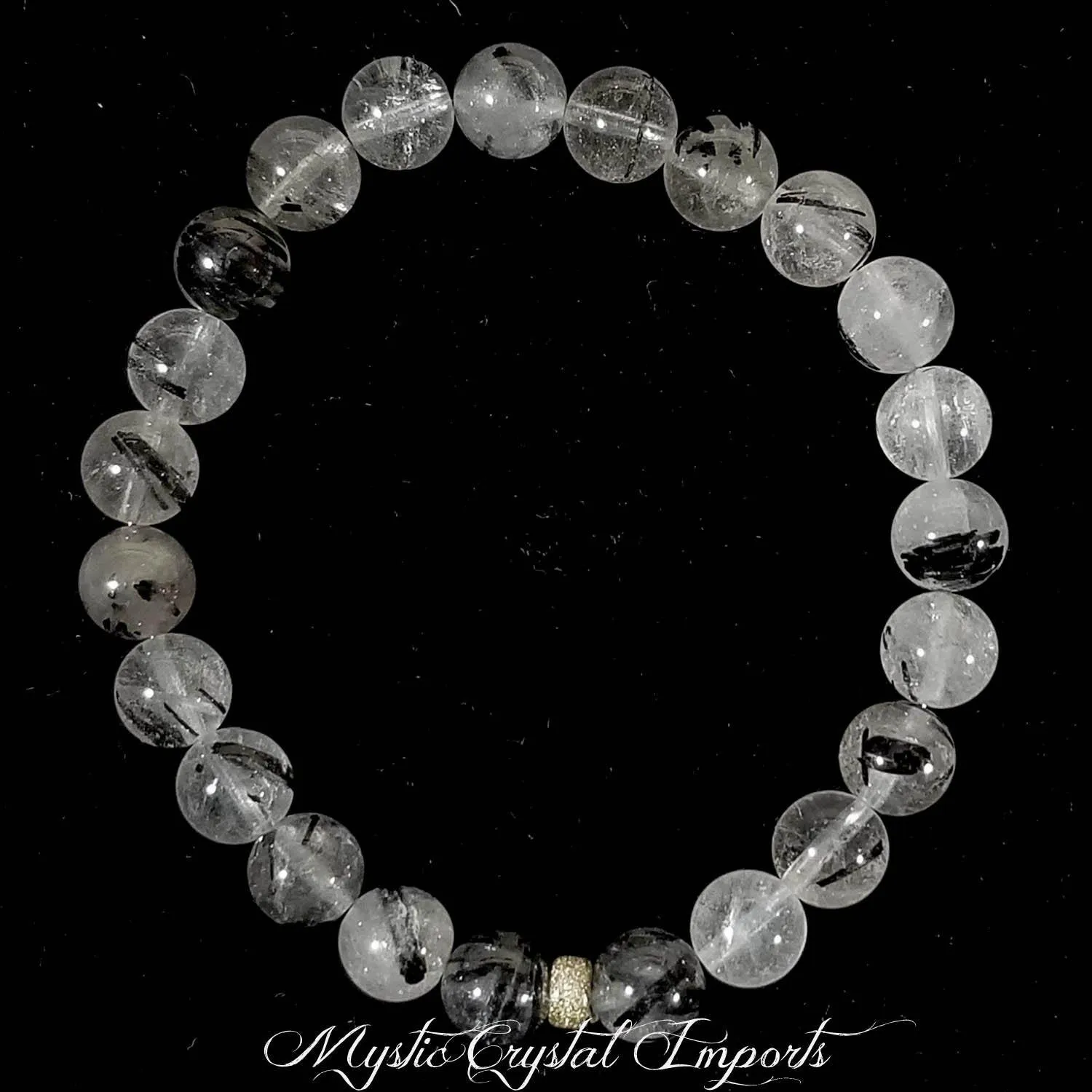 8mm Tourmalinated Quartz Crystal Healing Bracelet