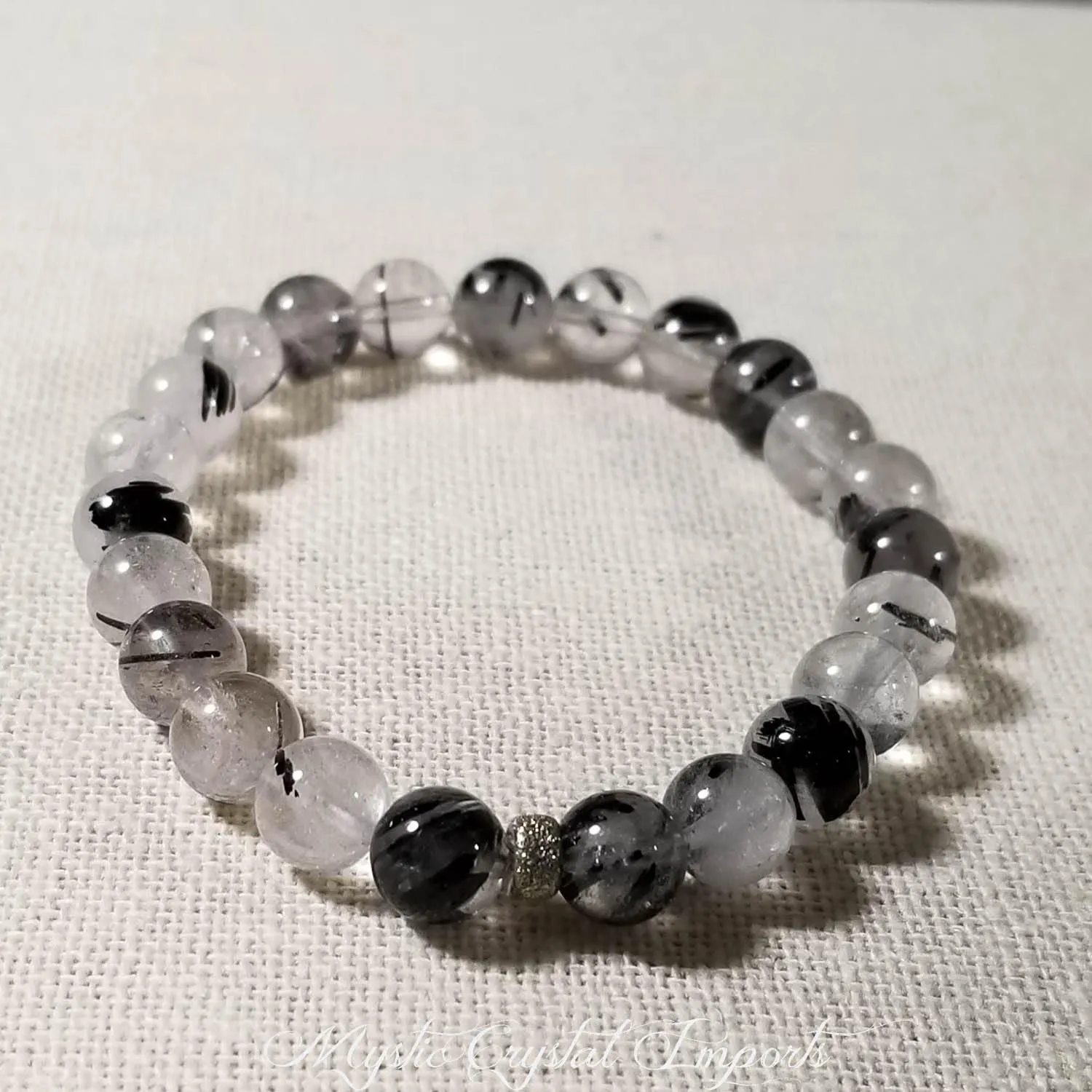 8mm Tourmalinated Quartz Crystal Healing Bracelet