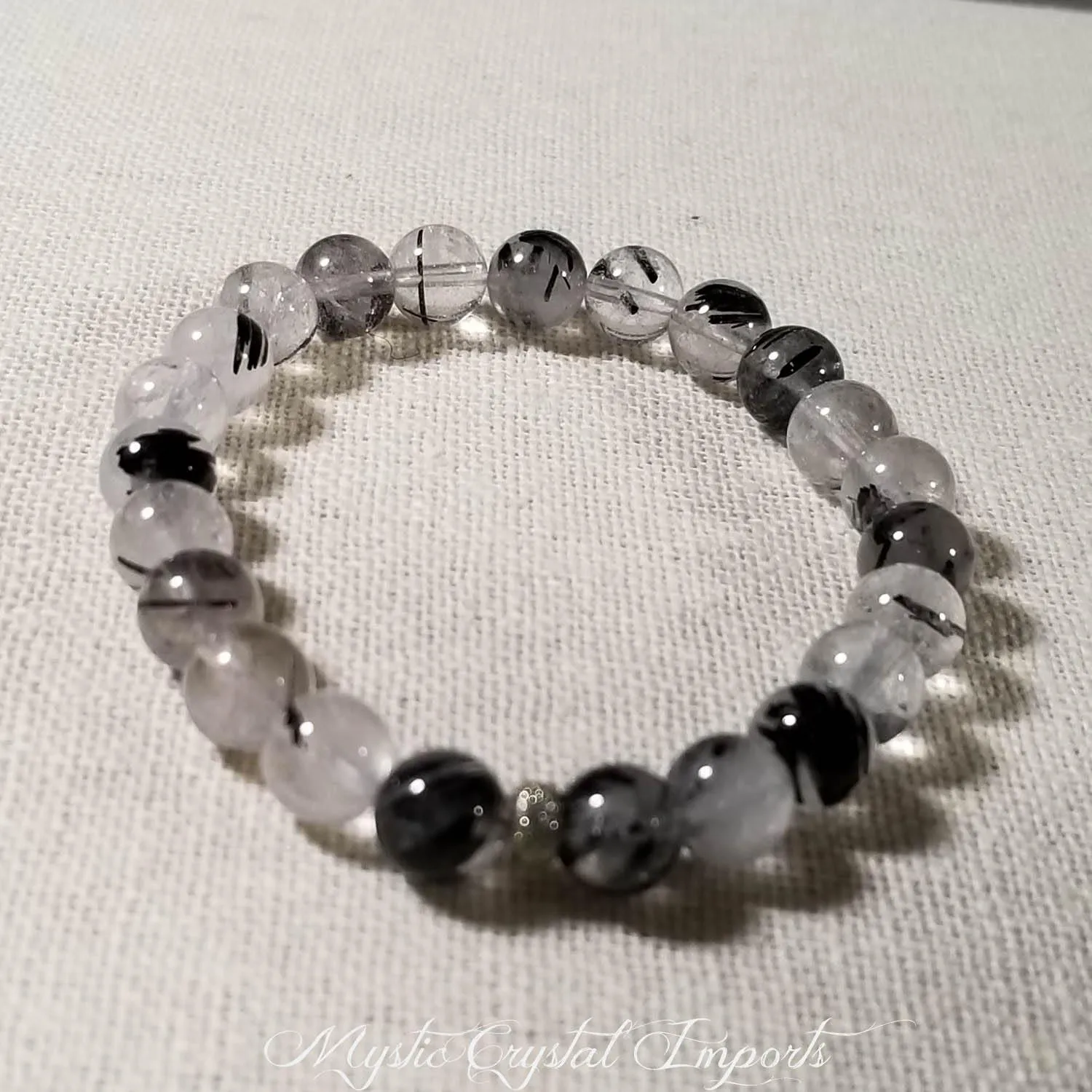 8mm Tourmalinated Quartz Crystal Healing Bracelet