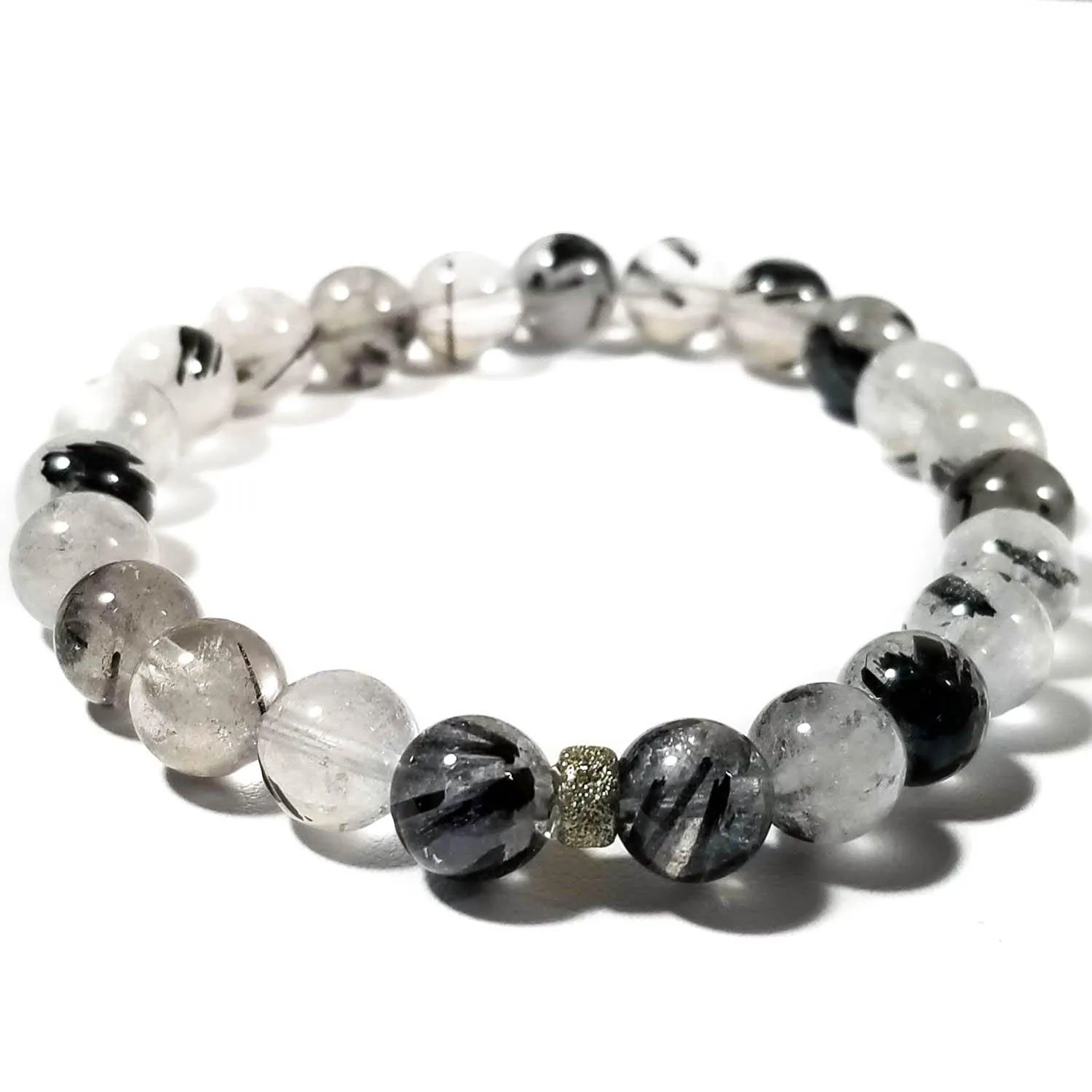 8mm Tourmalinated Quartz Crystal Healing Bracelet