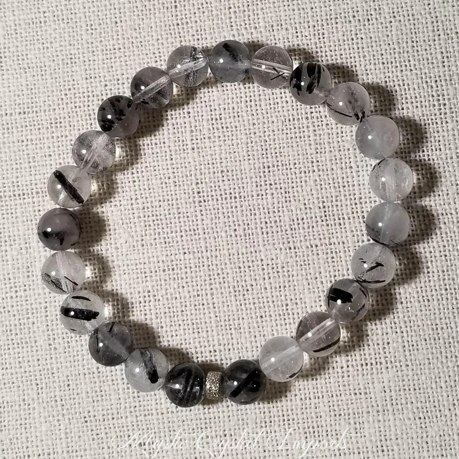 8mm Tourmalinated Quartz Crystal Healing Bracelet