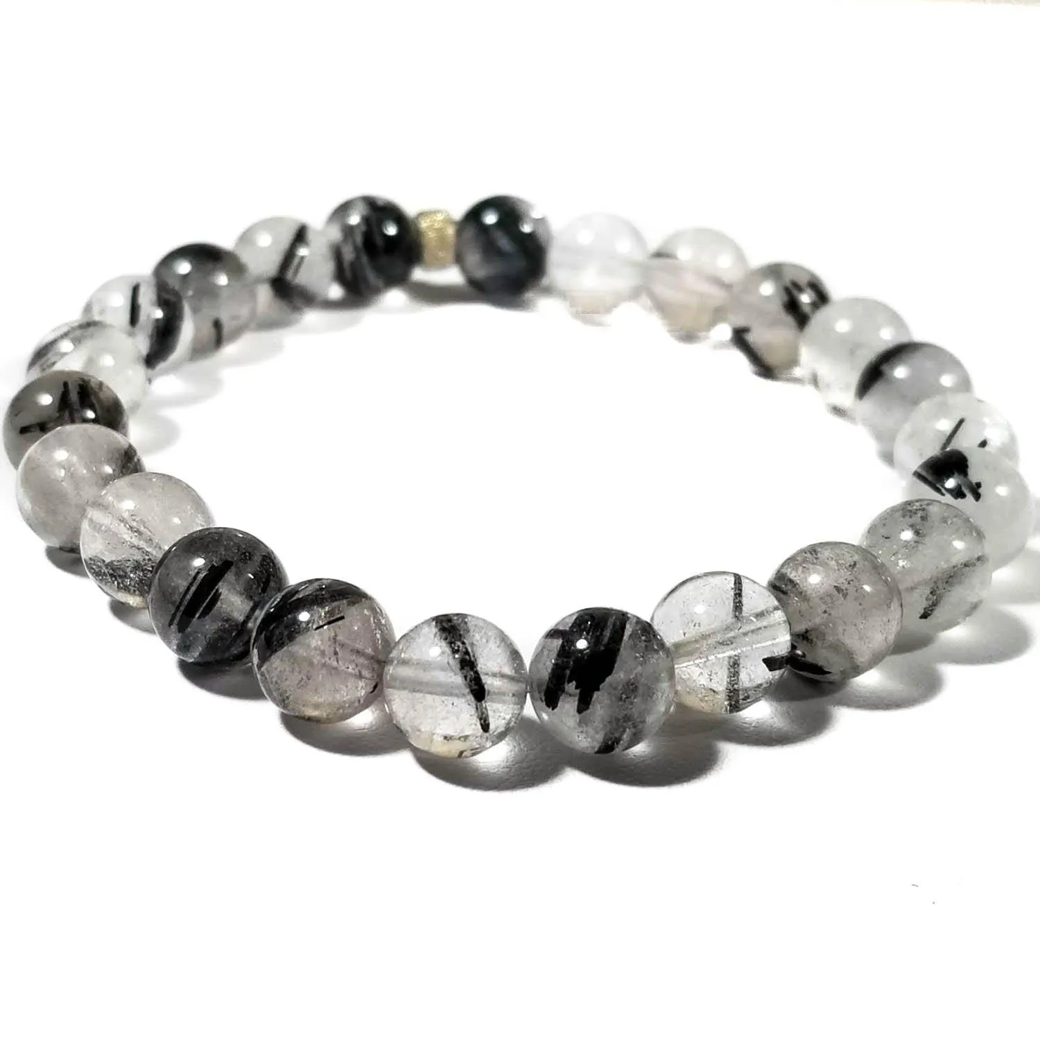 8mm Tourmalinated Quartz Crystal Healing Bracelet