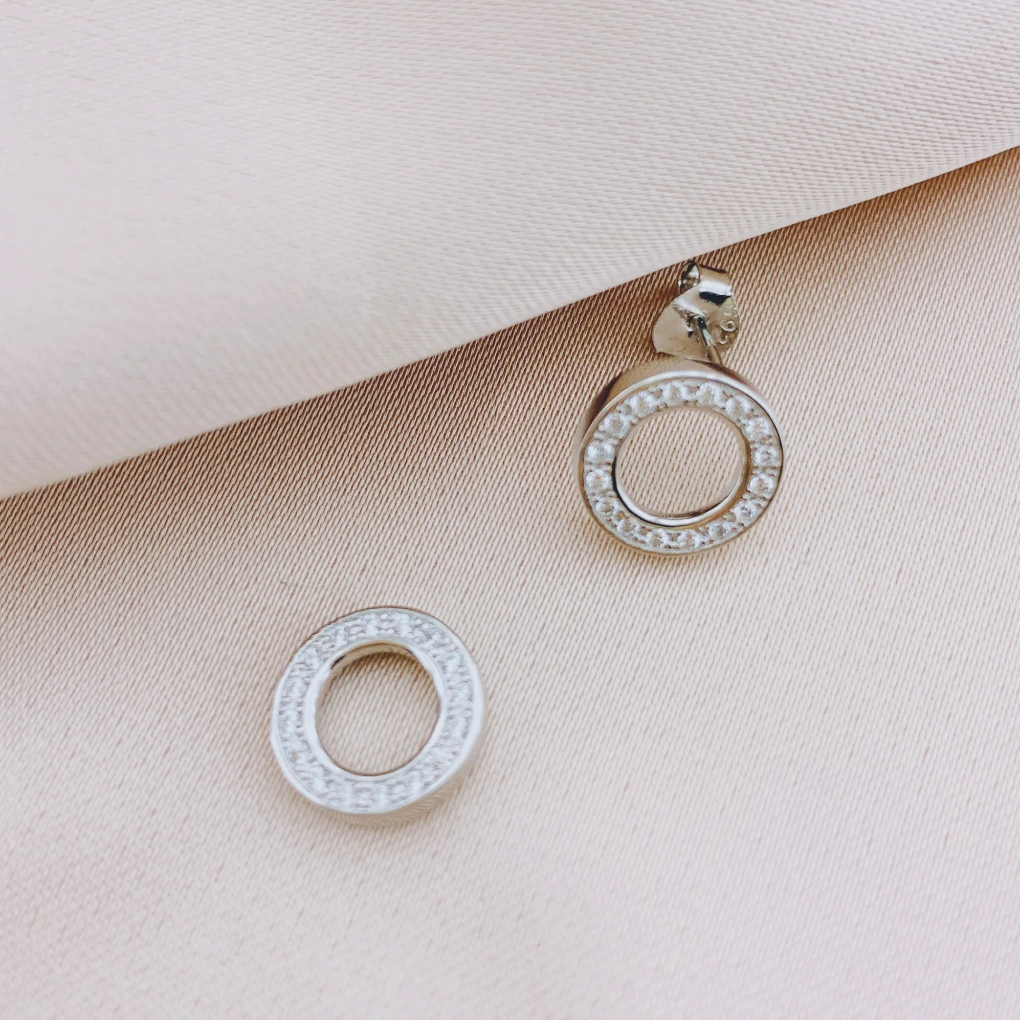 925 Silver Circle CZ Stud Earring