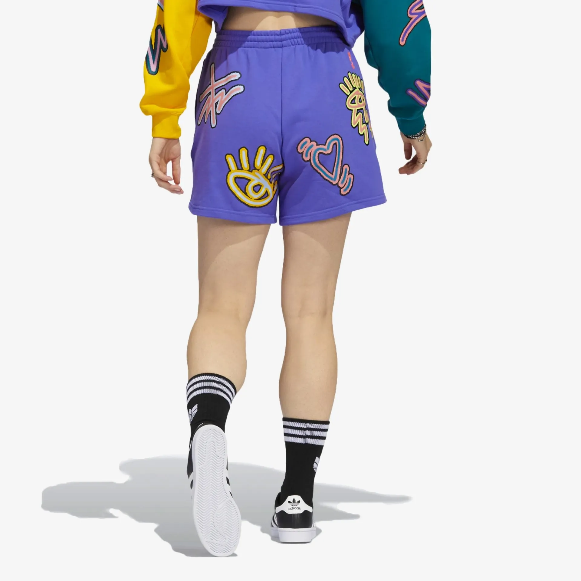 Adidas Originals | LOVE UNITES LOOSE SHORTS  { PURPLE / MULTICOLOR