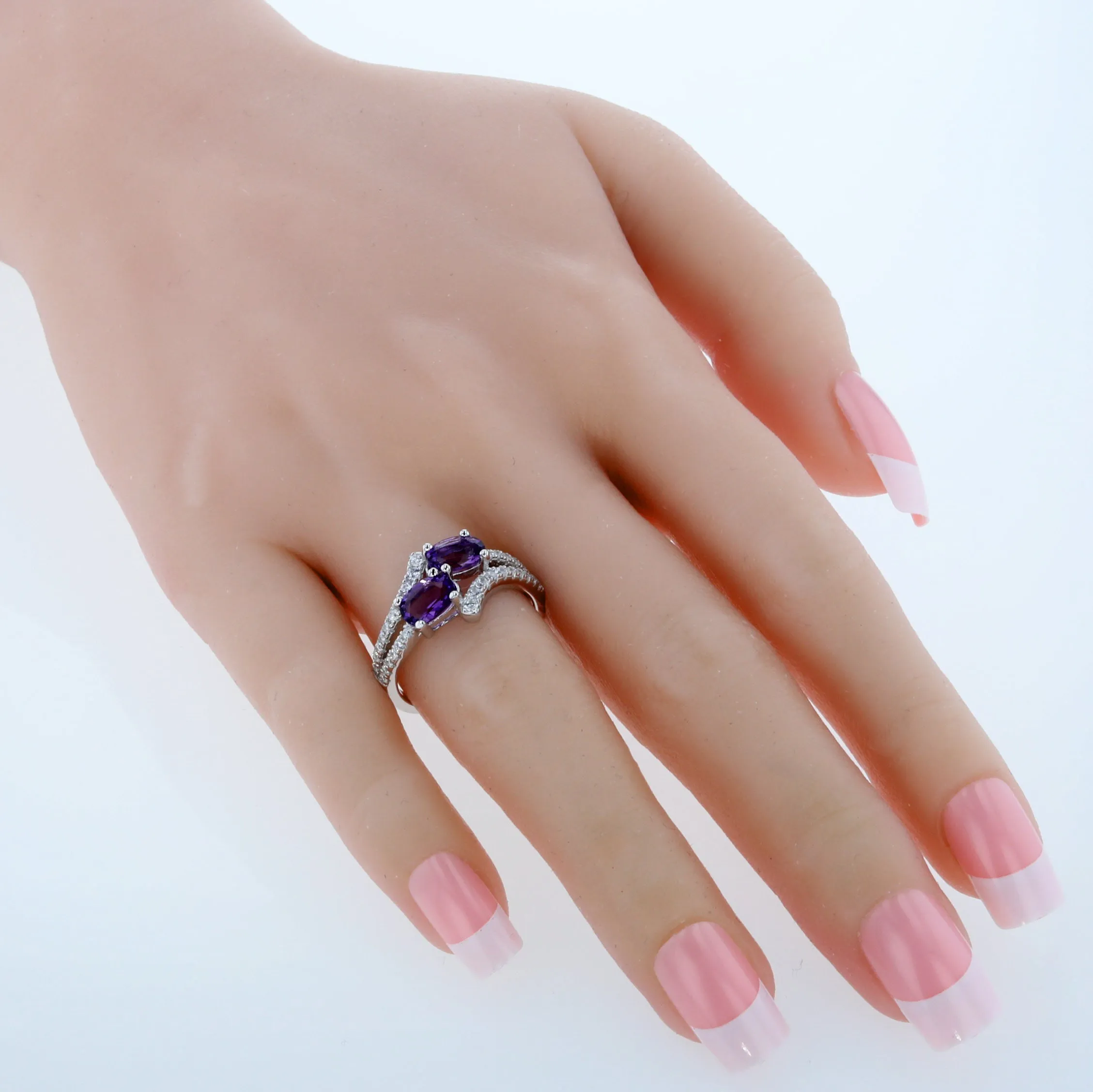 Amethyst Oval Cut Sterling Silver Ring Size 5