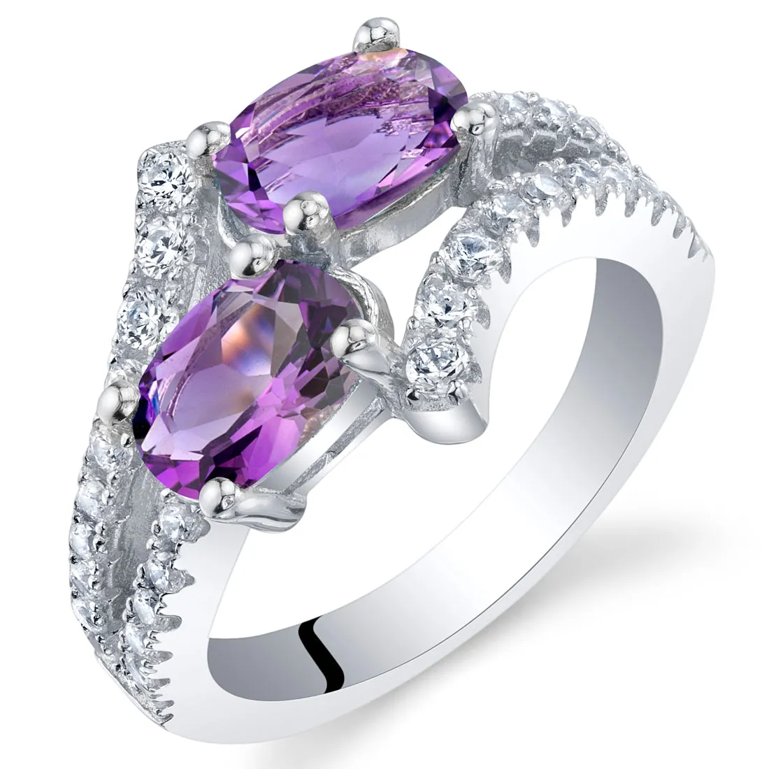 Amethyst Oval Cut Sterling Silver Ring Size 5