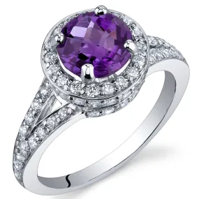 Amethyst Round Cut Sterling Silver Ring Size 5