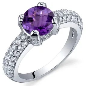 Amethyst Round Cut Sterling Silver Ring Size 8