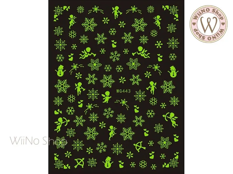 Angel Snowflake Glow in the Dark Adhesive Nail Art Sticker - 1 pc (WG443GD)