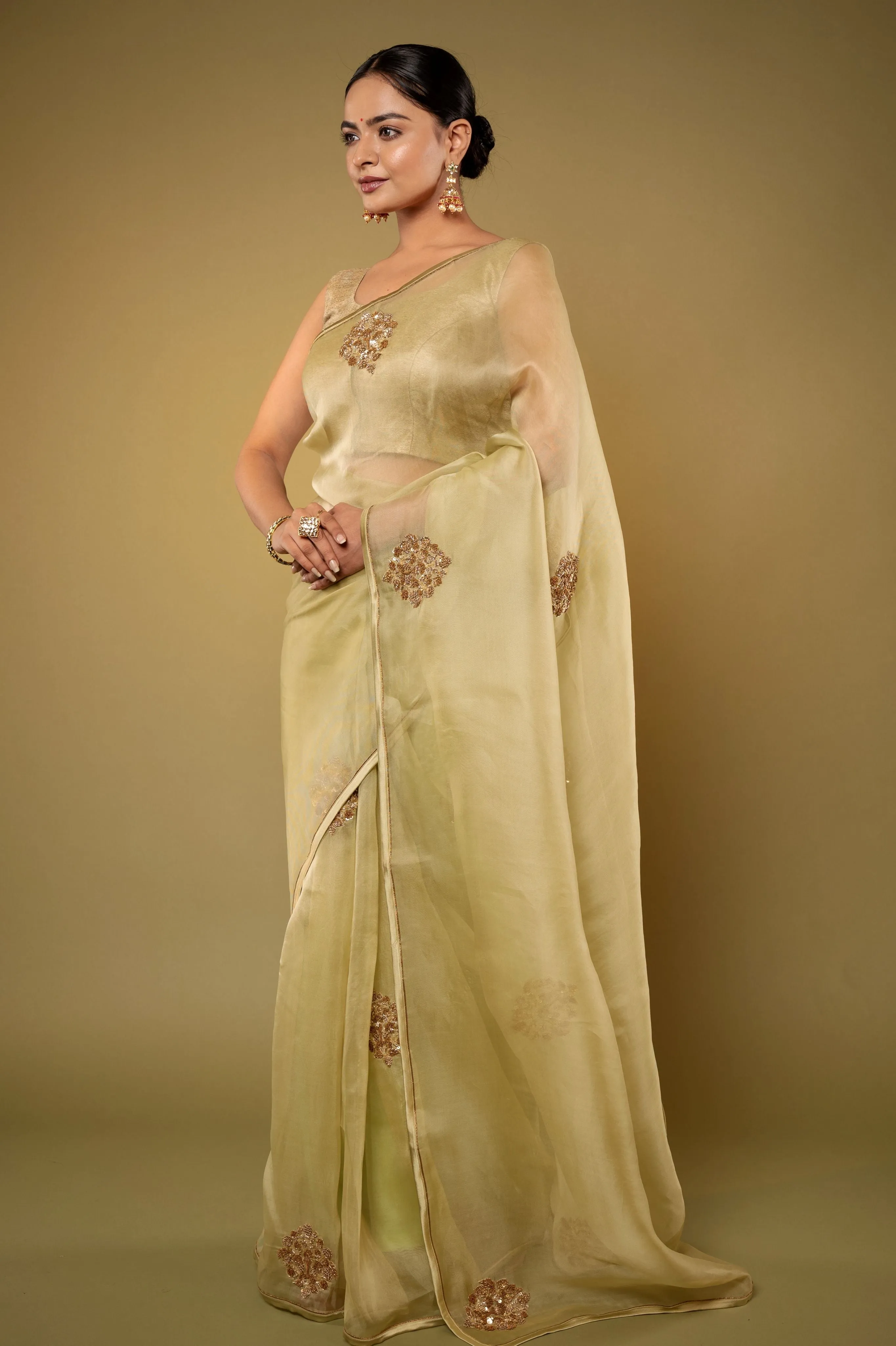 Antique Flower Organza Saree