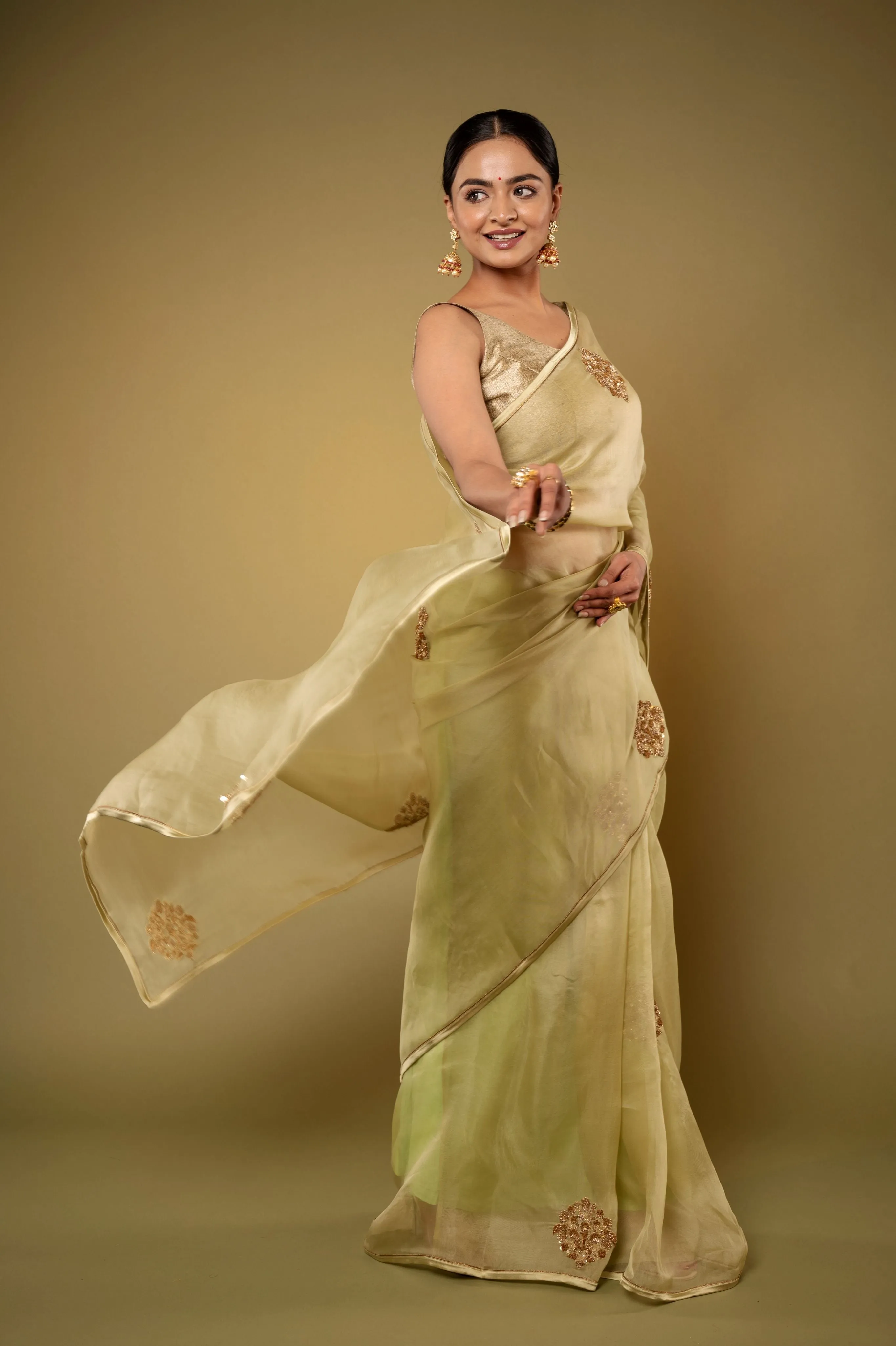 Antique Flower Organza Saree