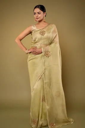 Antique Flower Organza Saree