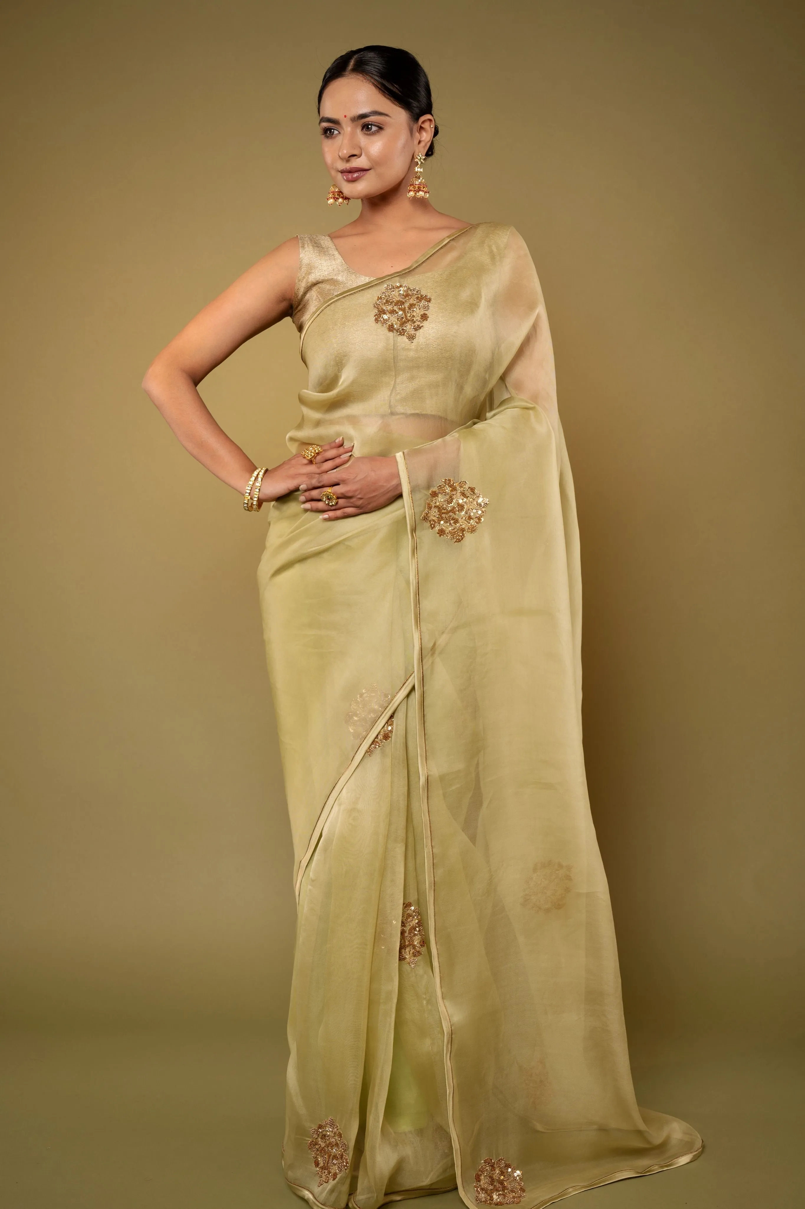 Antique Flower Organza Saree