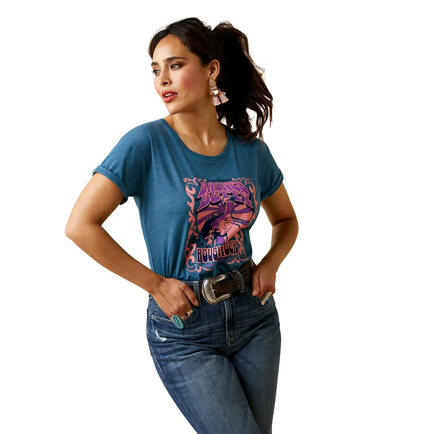 Ariat Womens Bronc Betty T Shirt Steel Blue Heather