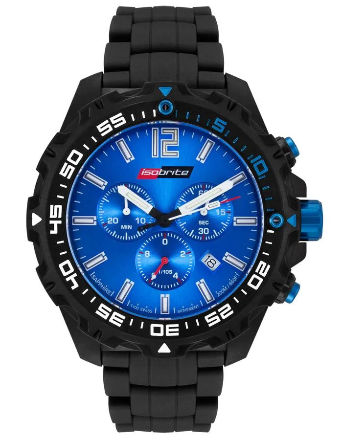 ArmourLite Isobrite Valor Series Chronograph - Blue Dial - Black - Silicone