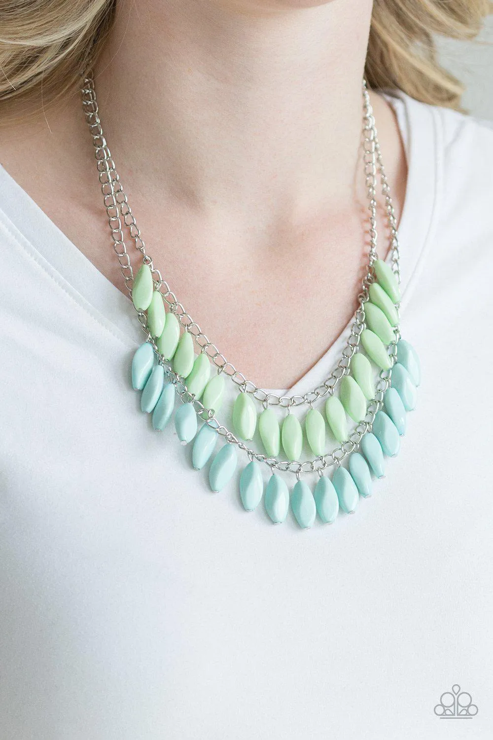 Beaded Boardwalk Blue and Green Necklace - Paparazzi Accessories