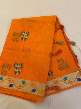 Beautiful Orange Silk Cotton Saree