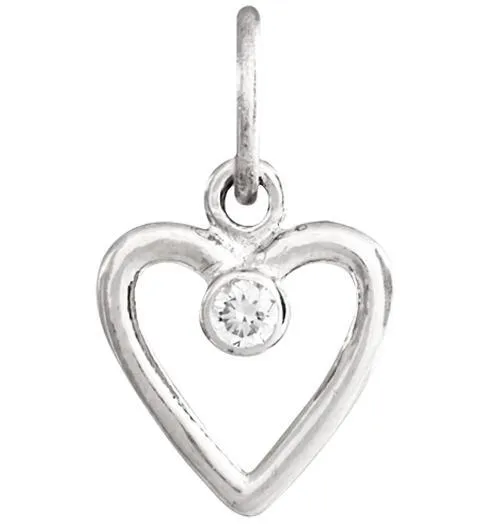 Birthstone Heart Charm With Diamond