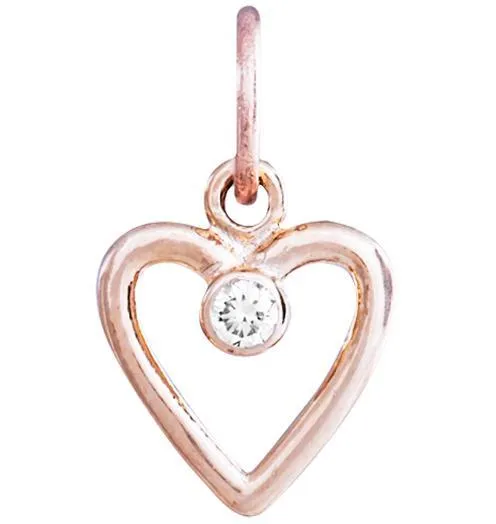 Birthstone Heart Charm With Diamond