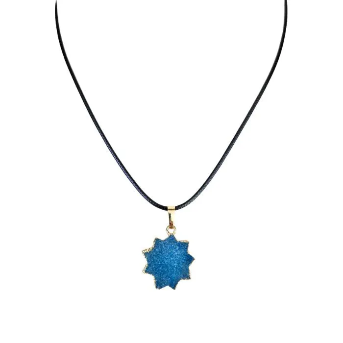 Blue Druzy Agate Star Necklace