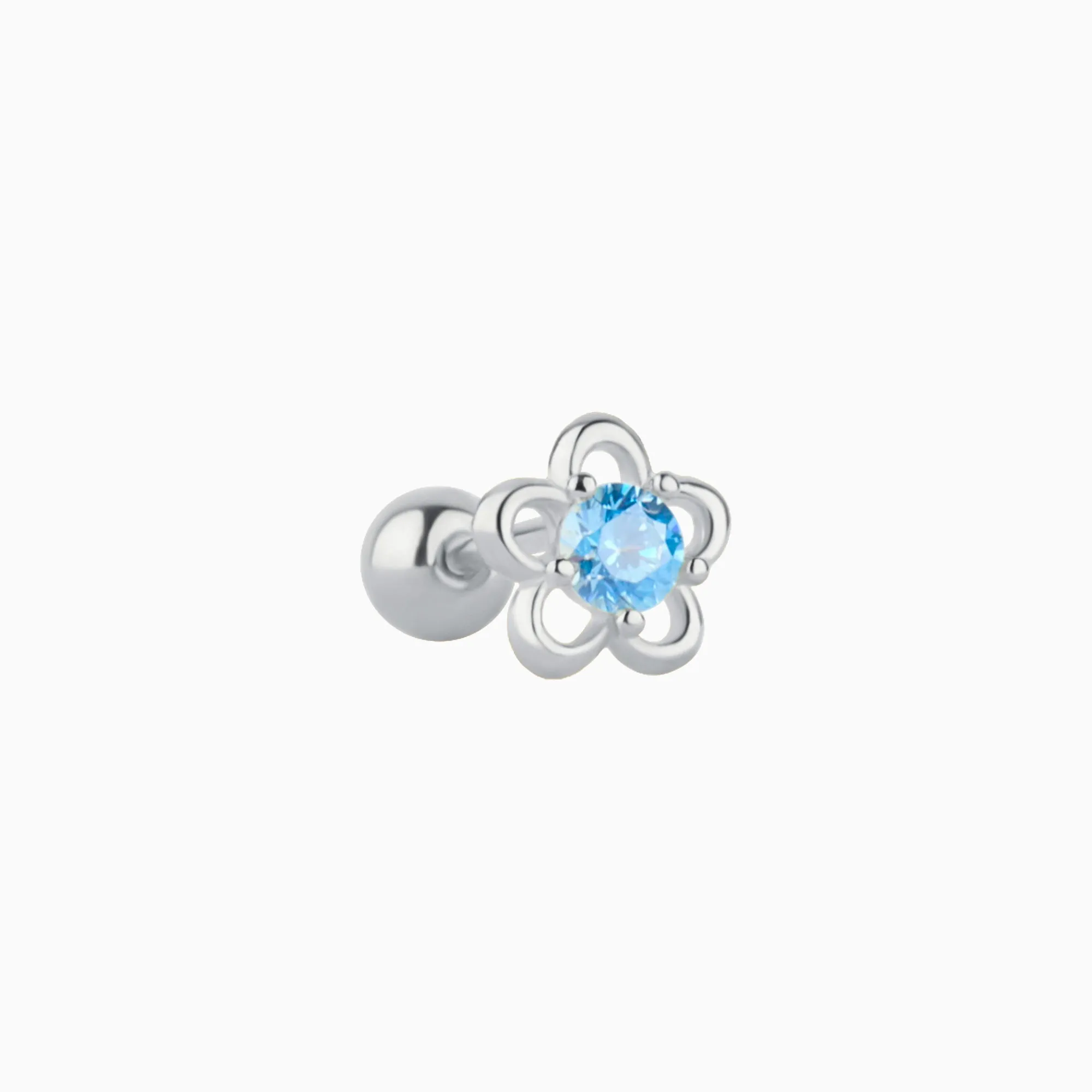 Blue Gemstone Flower Stud