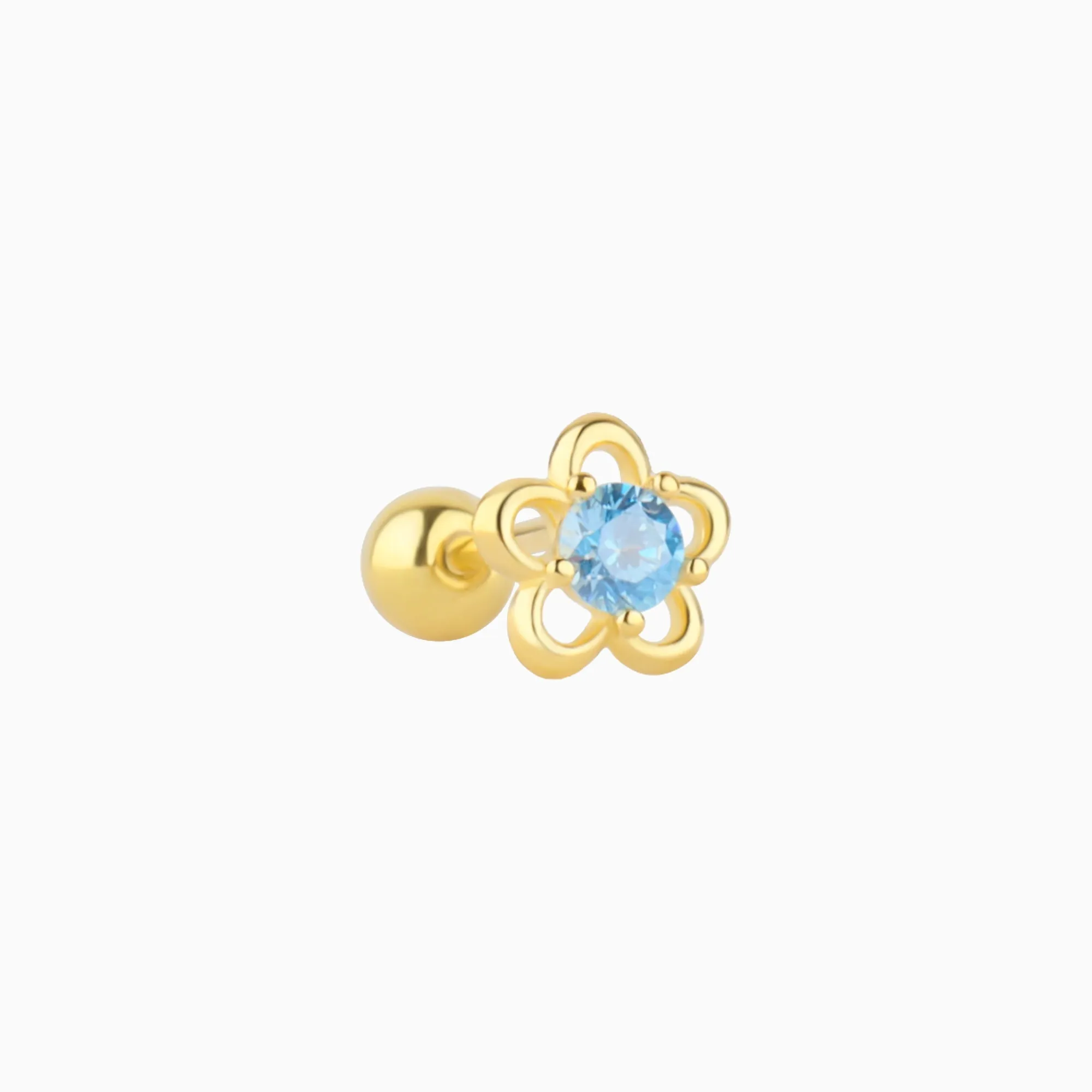 Blue Gemstone Flower Stud