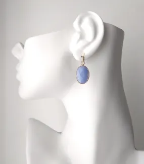 Blue Lace Agate Single Drop Hook Earrings