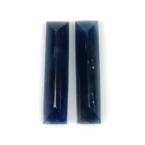 BLUE SAPPHIRE Gemstone Normal Cut : 25.00cts Natural Untreated Unheated Sapphire Baguette Shape 30*7mm Pair (With Video)