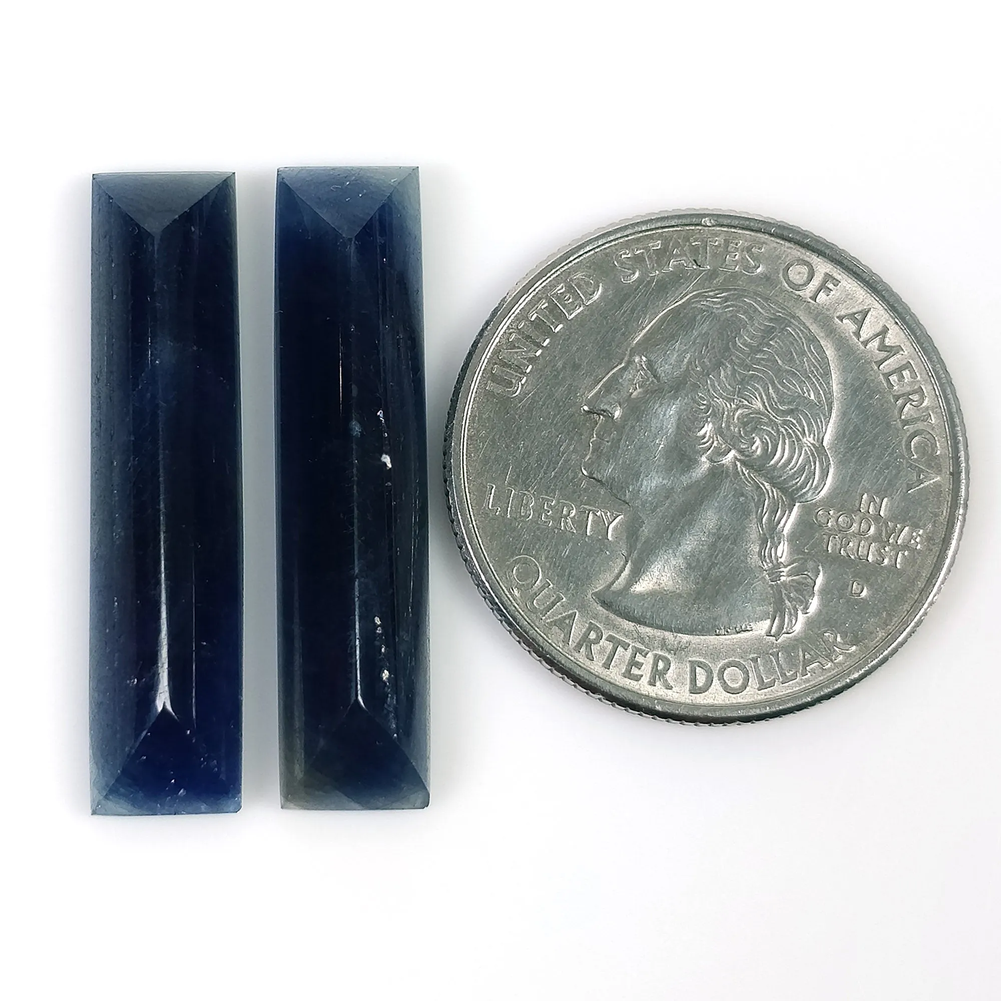 BLUE SAPPHIRE Gemstone Normal Cut : 25.00cts Natural Untreated Unheated Sapphire Baguette Shape 30*7mm Pair (With Video)