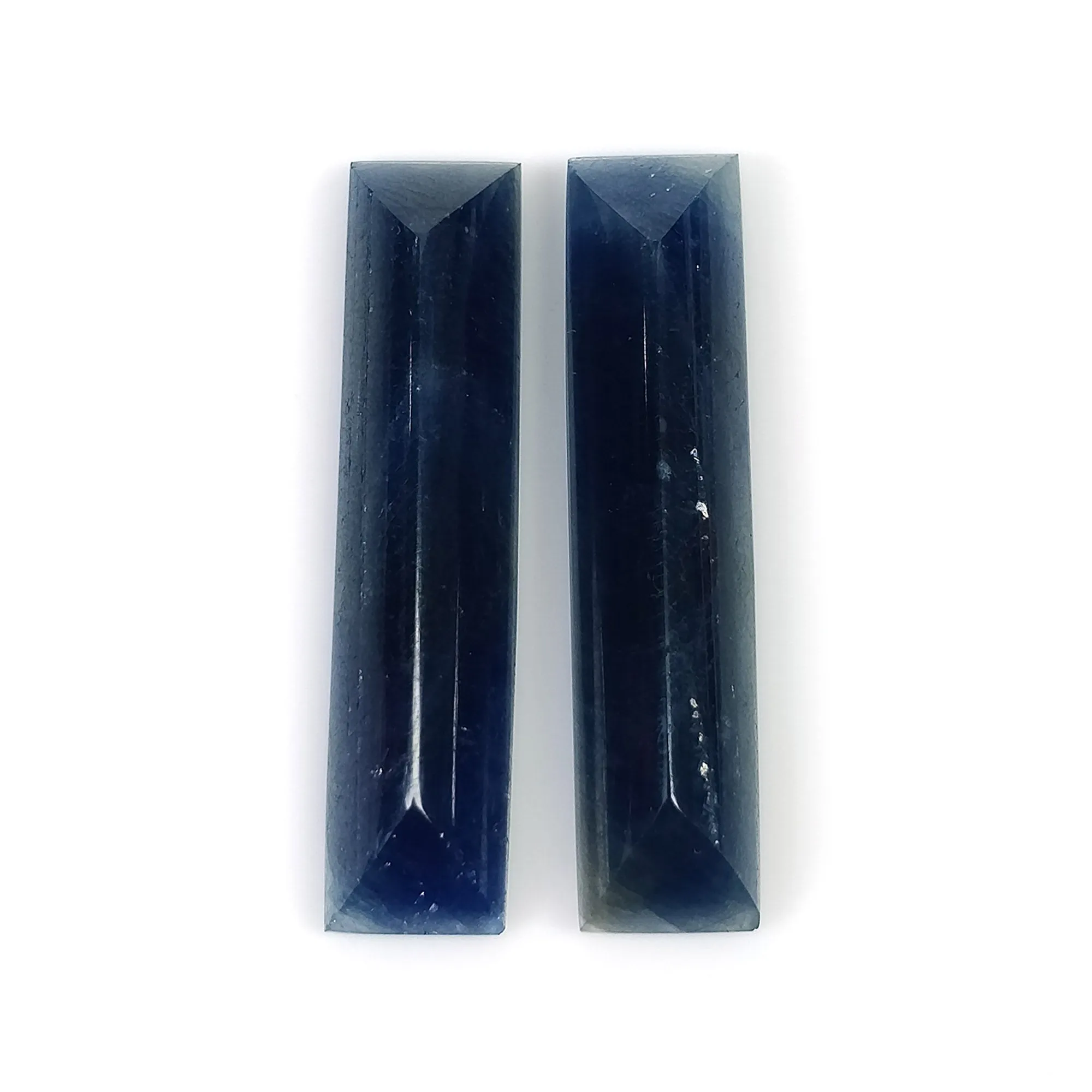 BLUE SAPPHIRE Gemstone Normal Cut : 25.00cts Natural Untreated Unheated Sapphire Baguette Shape 30*7mm Pair (With Video)