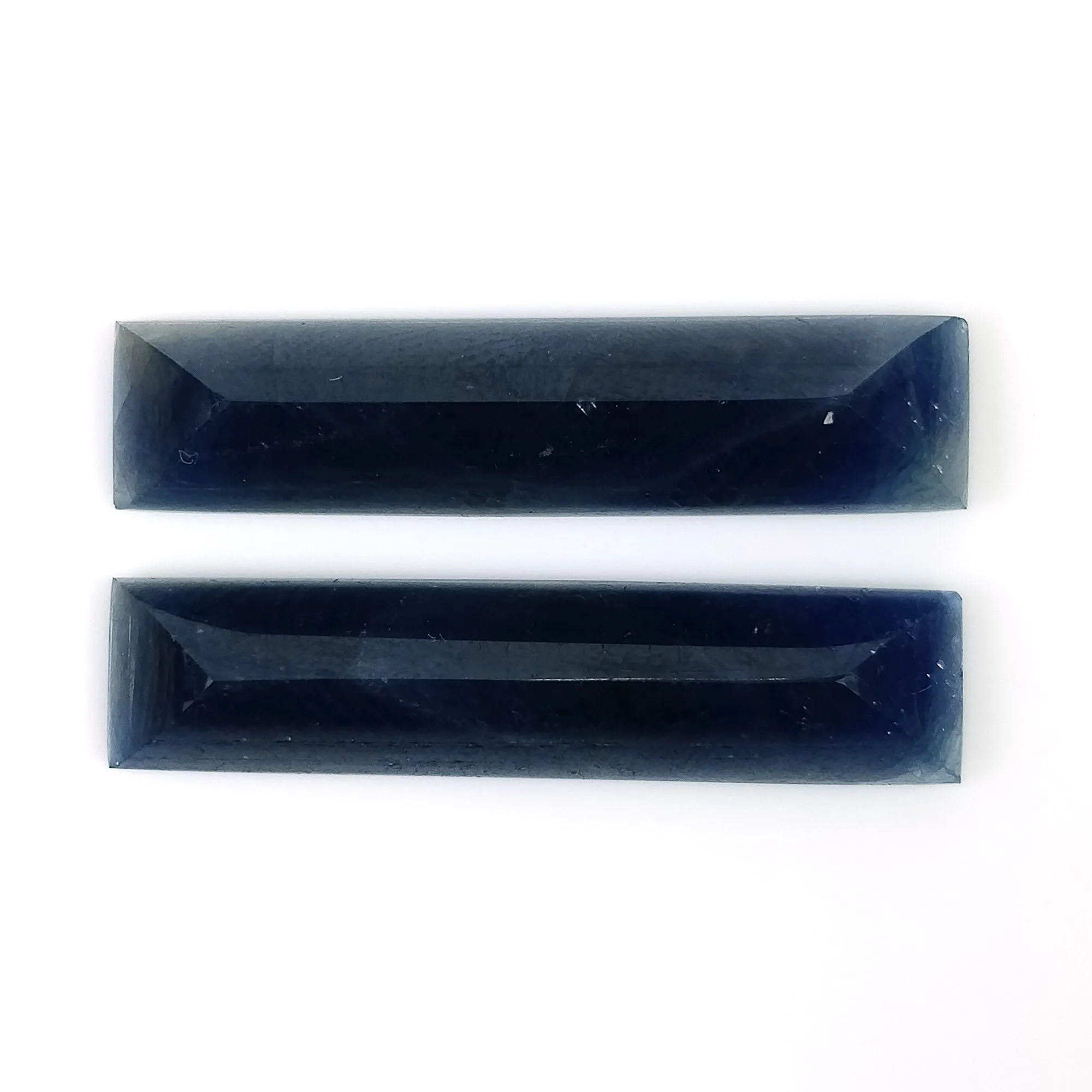 BLUE SAPPHIRE Gemstone Normal Cut : 25.00cts Natural Untreated Unheated Sapphire Baguette Shape 30*7mm Pair (With Video)