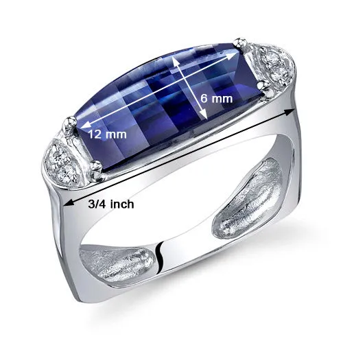 Blue Sapphire Special Cut Sterling Silver Ring Size 5