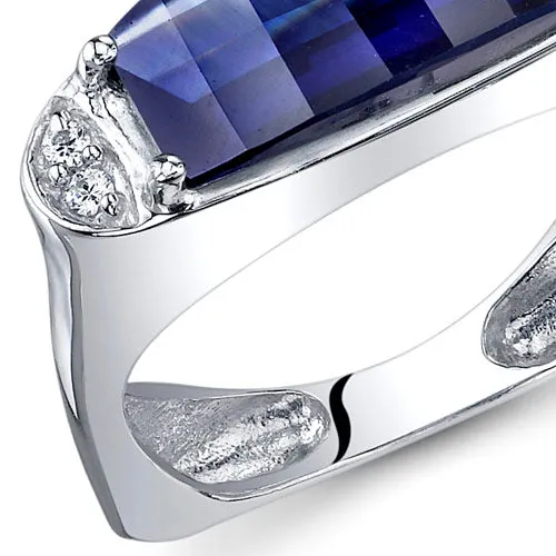 Blue Sapphire Special Cut Sterling Silver Ring Size 5