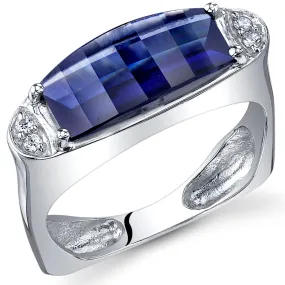 Blue Sapphire Special Cut Sterling Silver Ring Size 5