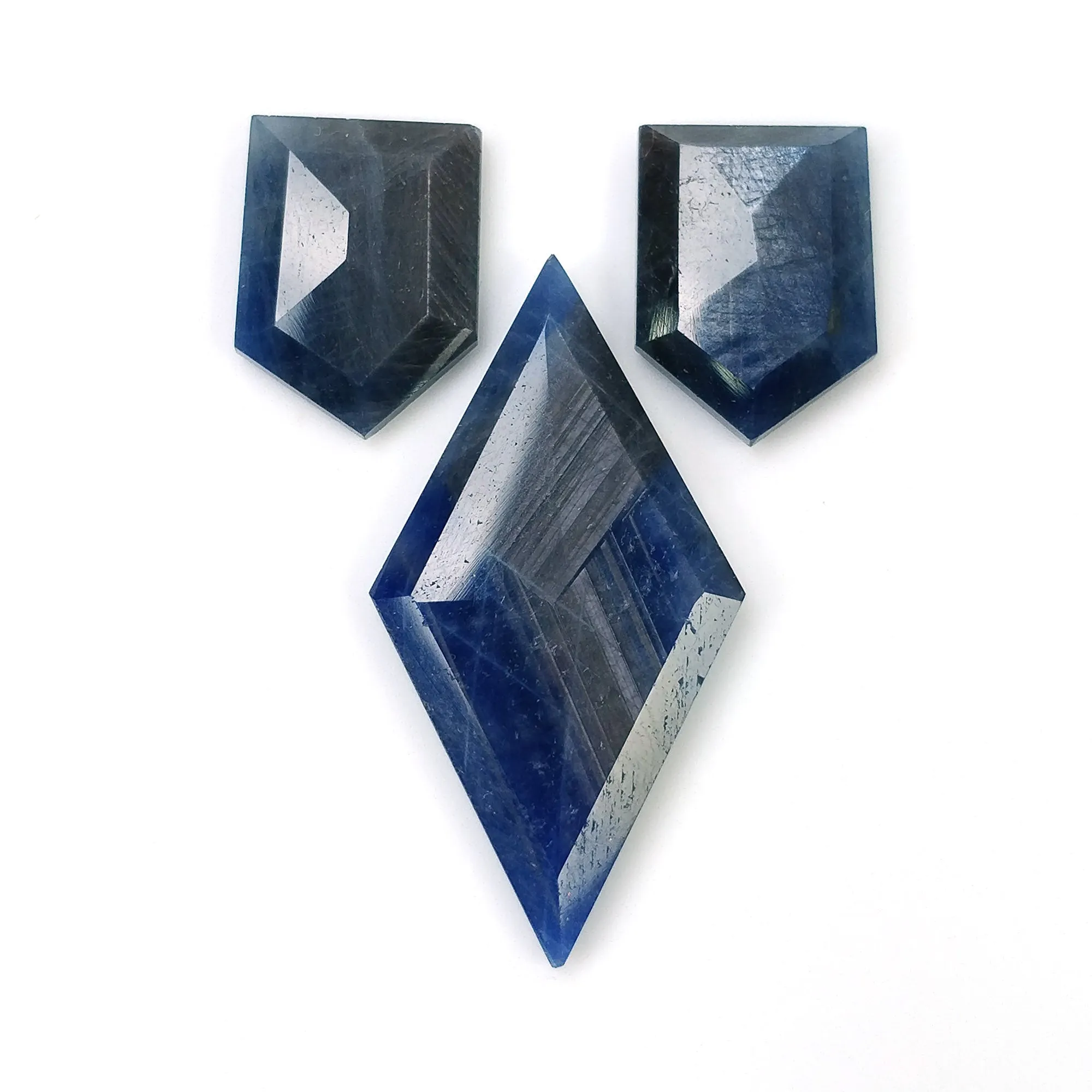 BLUE SILVER SAPPHIRE Gemstone Normal Cut : 43.00cts Natural Untreated Unheated Sapphire Marquise Shape 17*12mm - 36*20mm 3pcs (With Video)