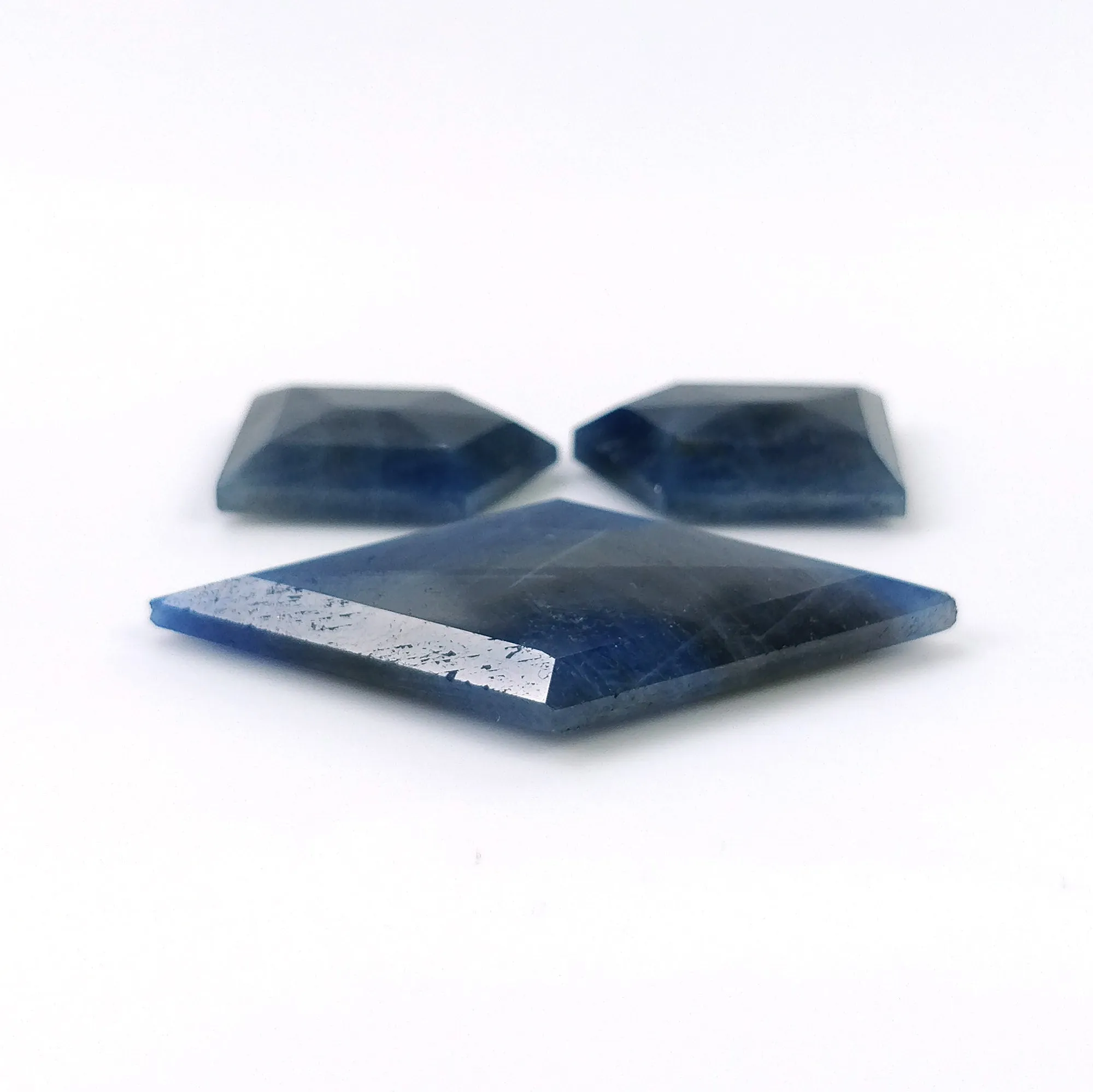 BLUE SILVER SAPPHIRE Gemstone Normal Cut : 43.00cts Natural Untreated Unheated Sapphire Marquise Shape 17*12mm - 36*20mm 3pcs (With Video)