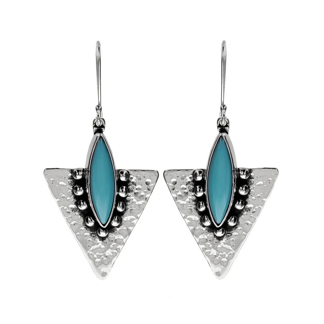 Blue Turquoise Marquise Arrowhead Earrings