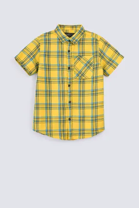 BOYS SHORT SLEEVE CHECKERED SHIRT