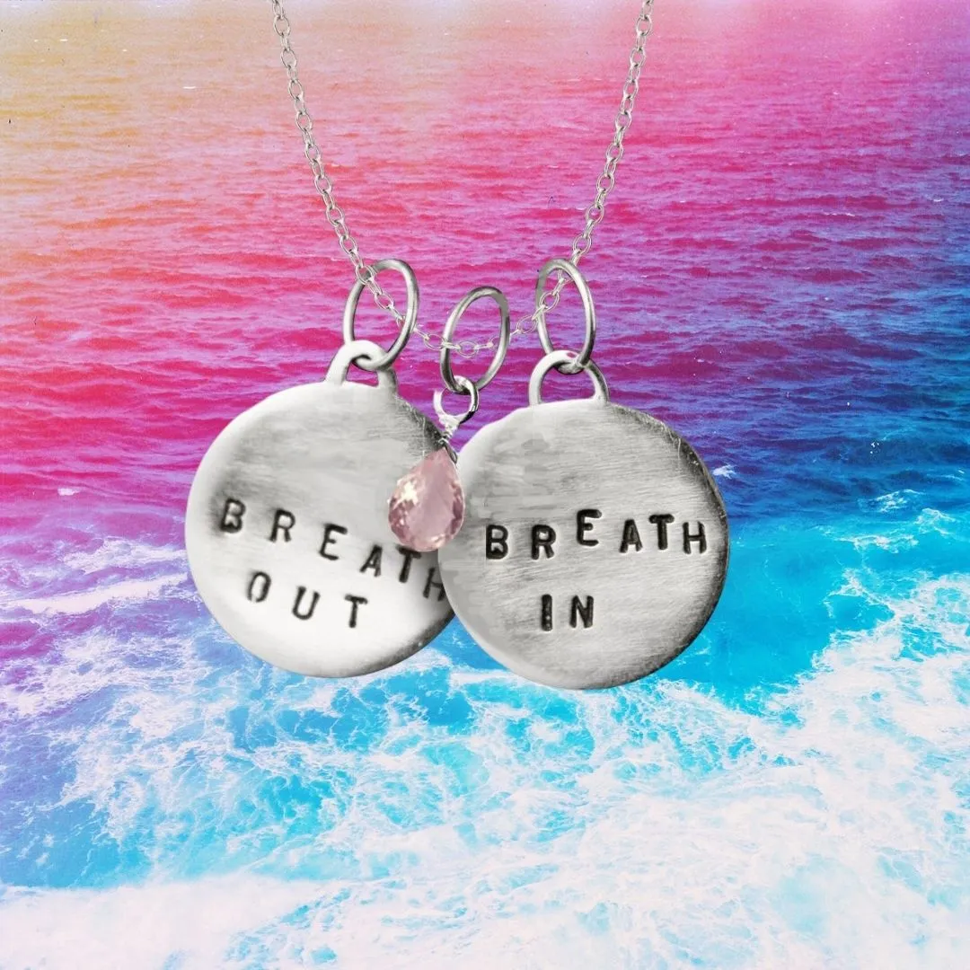 Breath In - Breath Out Necklace with Rose Quartz for Compassion and to Heal Your Heart