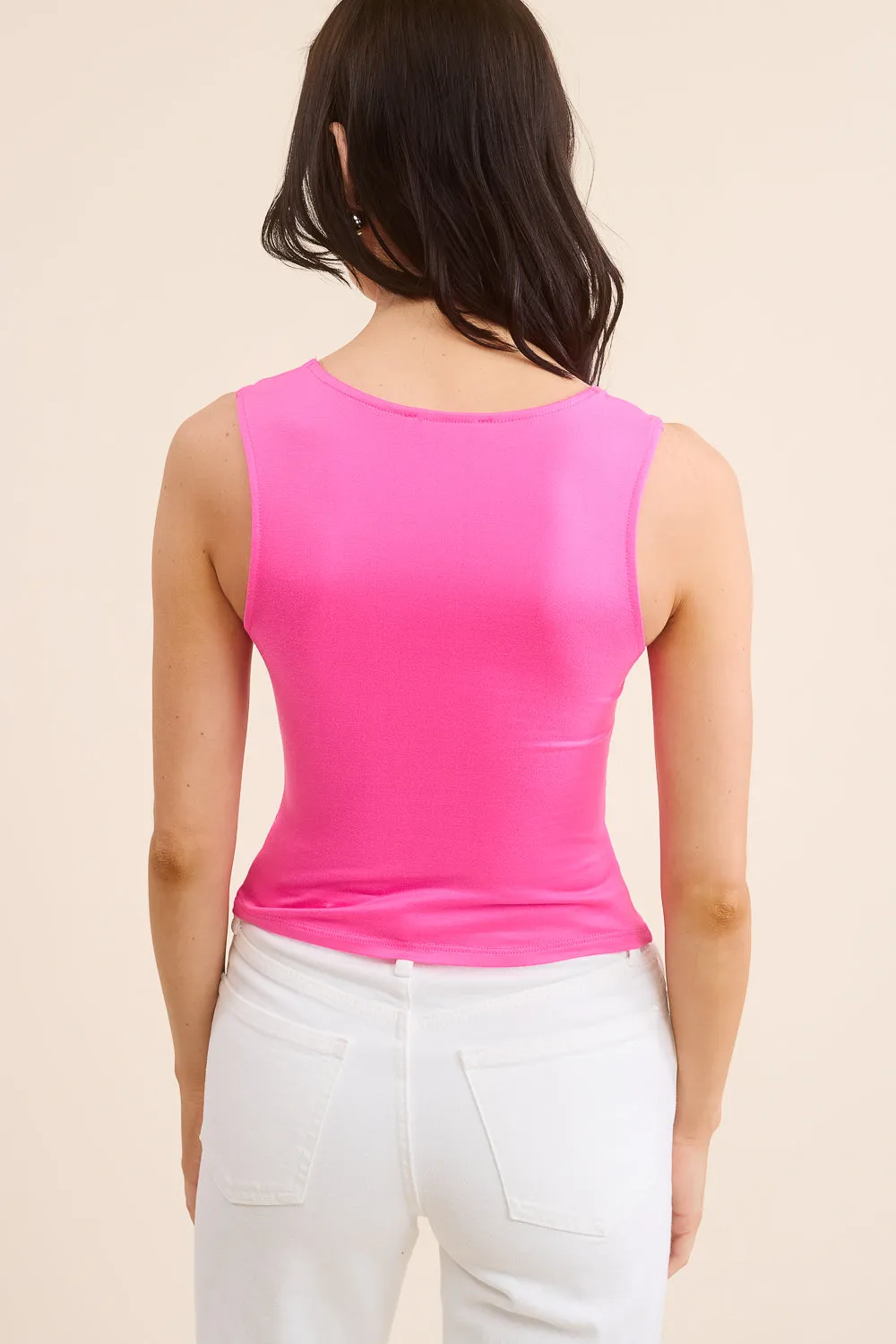 Bright Pink Square Neck Top