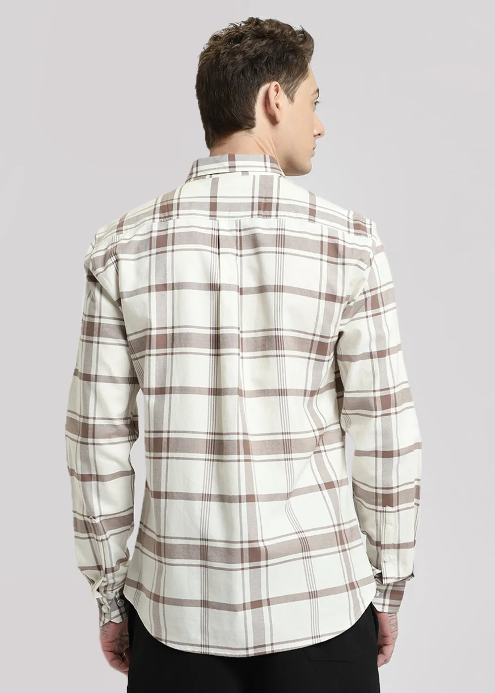 Brown Cotton Check Shirt