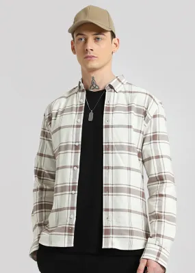 Brown Cotton Check Shirt