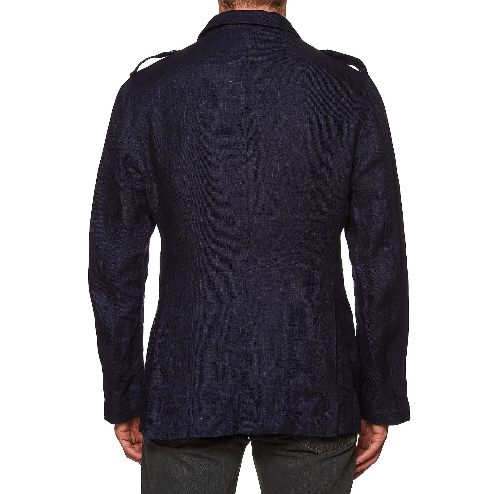 BRUNELLO CUCINELLI Navy Blue Linen Safari Field Jacket EU 50 NEW US 40