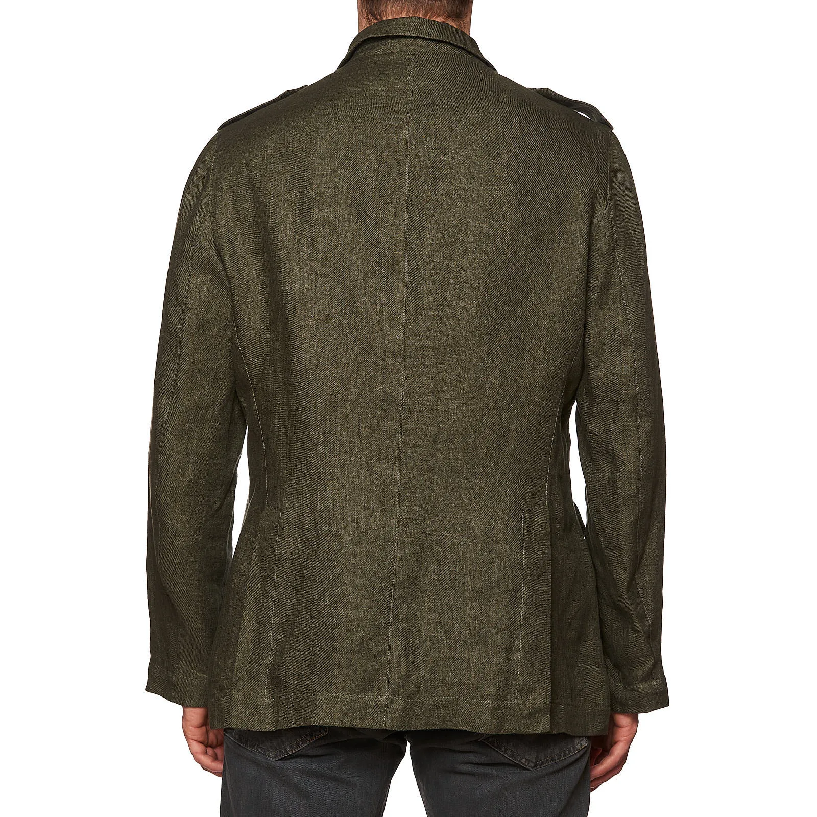 BRUNELLO CUCINELLI Olive Green Linen Safari Field Jacket EU 50 NEW US 40